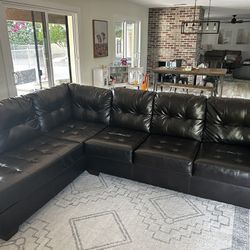 Black Faux Leather Sectional