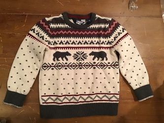 Land’sEnd Polar Bear Youth Kids Unisex For Boy or Girl Christmas ugly Sweater Size XS 5-6 Years Old.