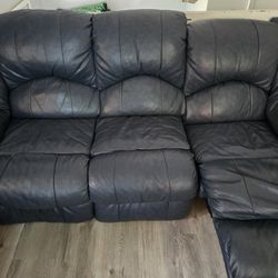 Blue Leather Couch 