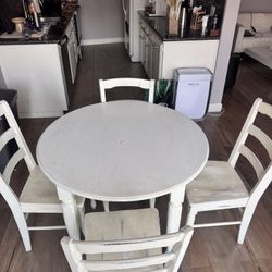 Round White Dining Table with 4 Chairs