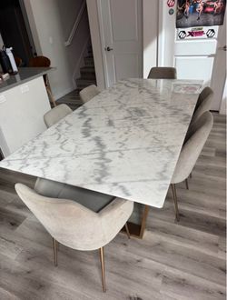 Marble Top Dining Table with 6 Chairs