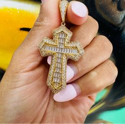 14k CZ Cross Charm