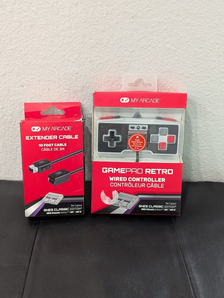 My Arcade GamePad Retro Wired Controller & 10 Foot Extender Cable for NES Classic Edition