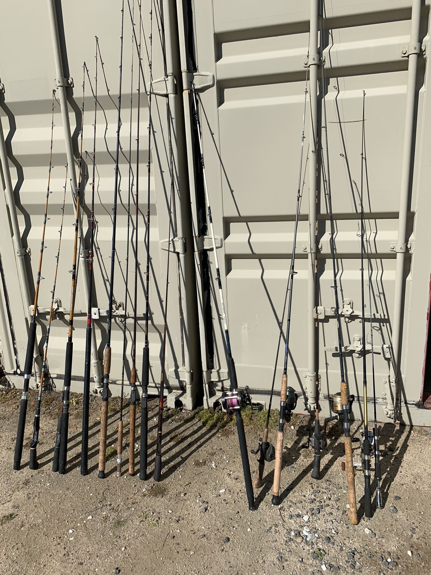 Fishing poles. Rods. Reels. Tackle.