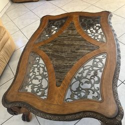Wooden Glass Iron Coffee Table 