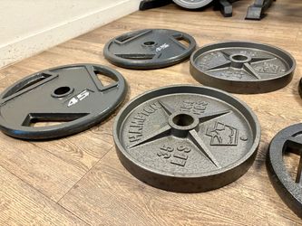 BRAND NEW Set Of Olympic Cast Iron Weight Plates  from 5s to 45s  Pounds [Total: 240 lbs]