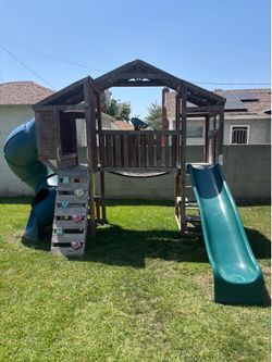Playground with swing set
