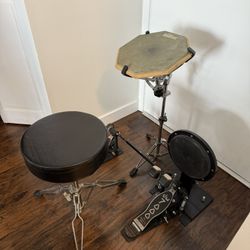 Drum Practice Pad Set Up With Double Kick
