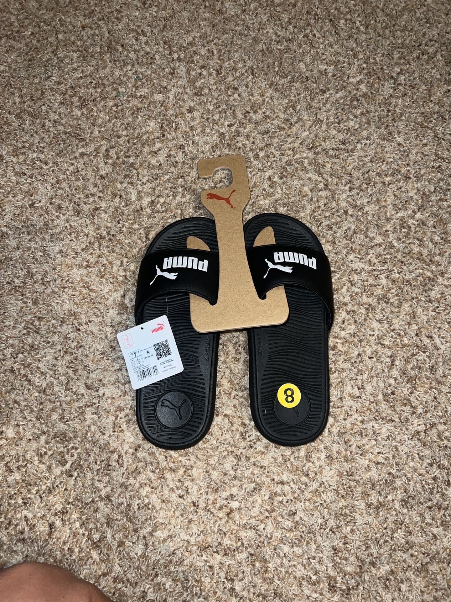 Puma Cool Cat 2.0 Women's Slide Sandals Size 8 Black & White Slip-On