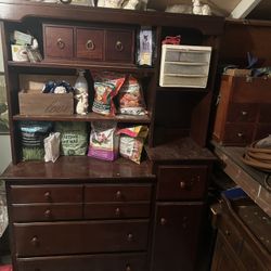 Dark Wood Dresser Hutch Nursery Changing Table