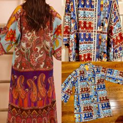 Unique ancient Egyptian BOHO print kimono cardigan/ cover up one size fits all