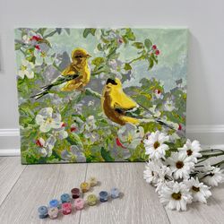 Spring Birds Painting Handmade Artwork 20 x 16 inch