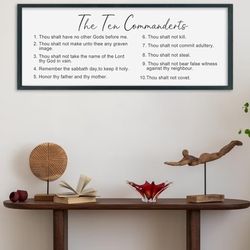 Tent Commandments, 40x15 Inch, White Wooden Frame