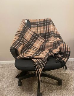 Cozy Plaid Wrap / Poncho – Brown & Cream – $15