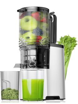 EANORIUS JE-75B Cold Press Juicer, 5.8" Wide Feed Chute Juice Extractor Machine with 400W, High Juice Yield, Slow Masticating Juicer for Whole Vegetab