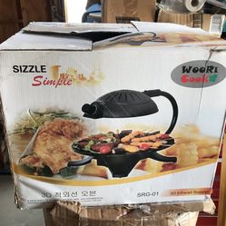 3D Infrared BBQ Barbecue Smokeless Grill Roaster Electric in Black