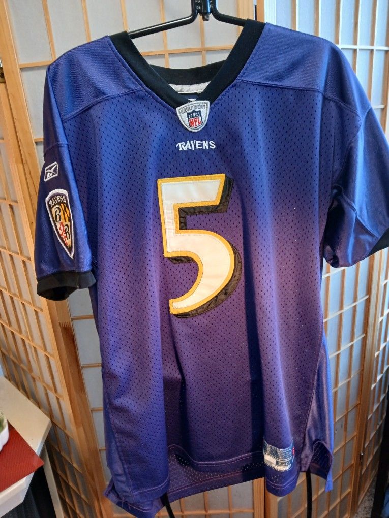 Rebok NFLJoe Flacco #5 Jersey Size 50 Baltimore RavensStiched/Black and purple#5 

The product is a Nike NFL on-field Joe Flacco jersey in size 50 for