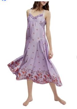 Free People On My Own Satin Floral Slip Dress – NWT – Lavender 