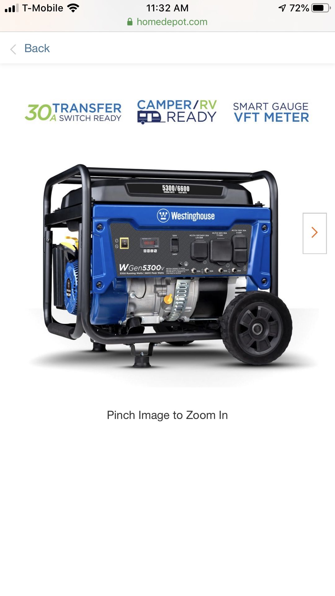BNIB Westinghouse Portable Generator