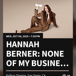 Hannah Berner Tickets -TONIGHT 10/8