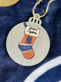 Woodburned holiday Sports Stocking Ornaments 