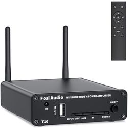 Fosi Audio T10 2.1CH WiFi(Support Airplay 1 and Spotify) TPA3116 Bluetooth 5.0 Stereo Receiver Amplifier 24bit 192 kHz 2.4G Wi-Fi Routing Module Wirel