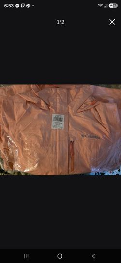NWT Columbia Women's Pouration II Waterproof Rain Jacket - Faded Peach, XS