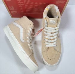 Vans Sk8-Hi Cozy Hug Biscotti Faux Fur Skate Shoe Sherpa Sneaker Women 9 Men 7.5