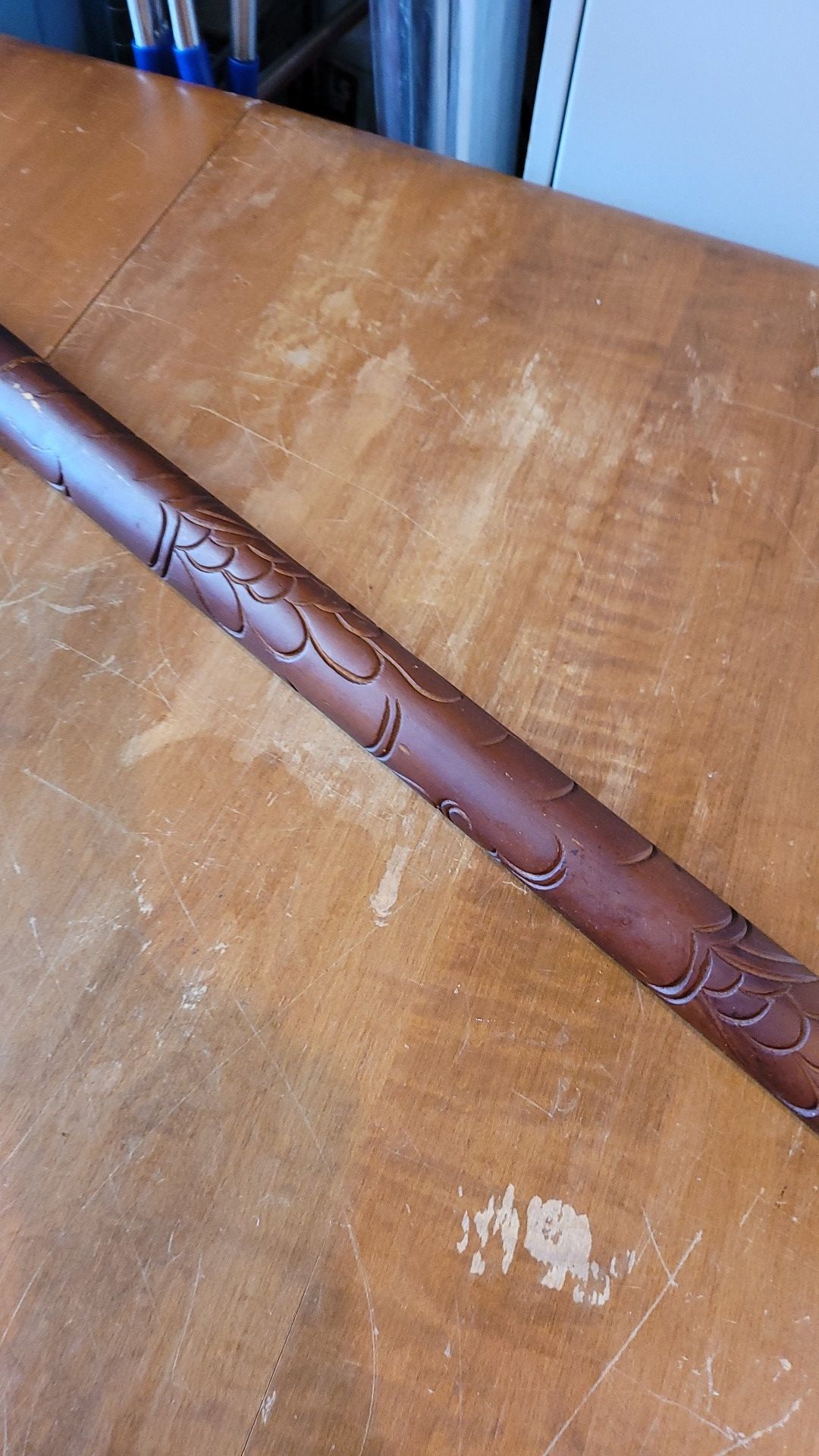 42" tall Antique Carved Wood Dragon Cane