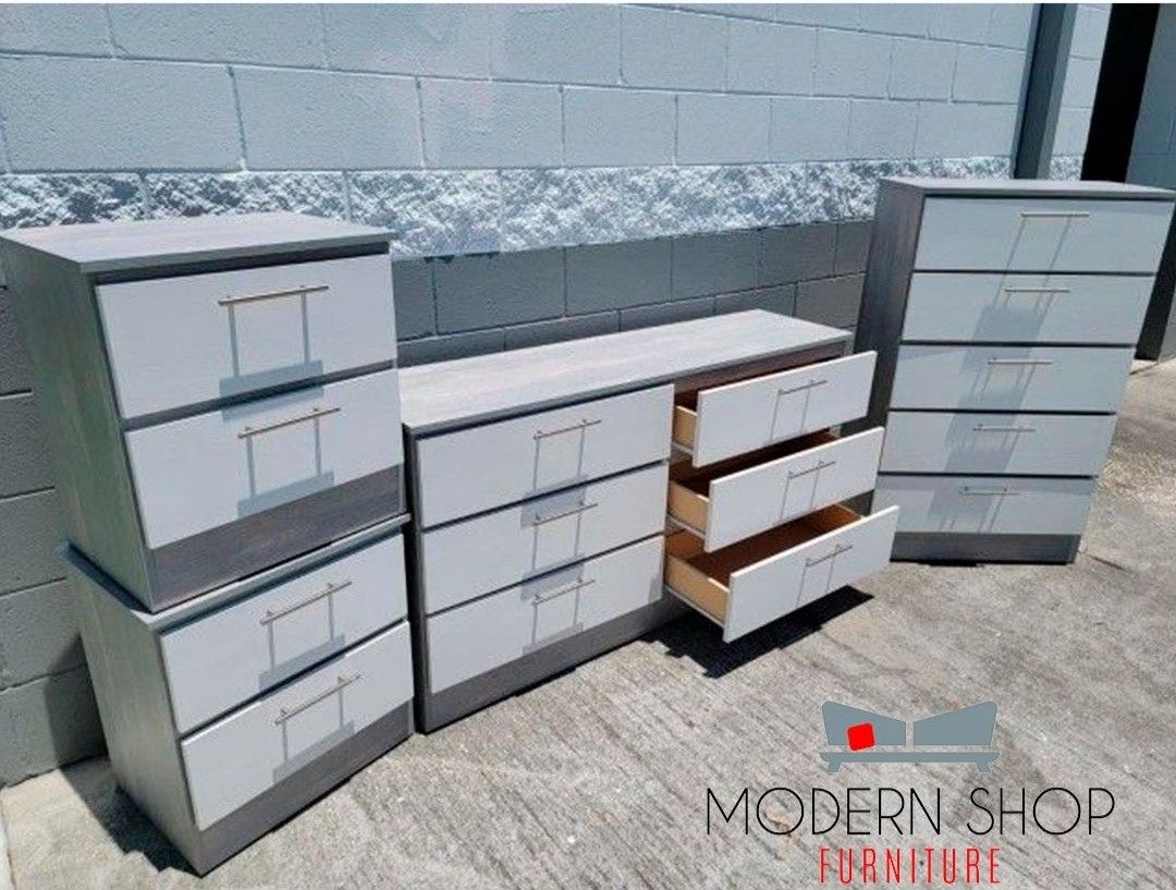 DRESSER, CHEST AND TWO NIGHSTANDS