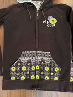 Rip Curl Beautiful F&B Design Zip-up Hoodie Distinctive Med Geometric Patterned front pockets Sherpa Lined