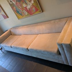 Custom Light Green Faux Suede Sofa