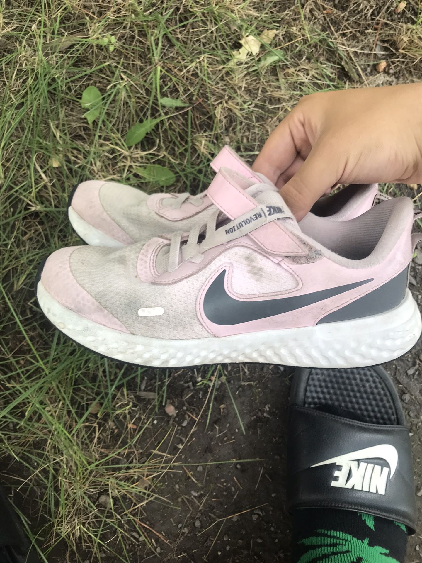 Grey And Pink Nikes Sz 3y
