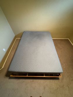 Queen Size EGO Memory Foam Mattress & Solid Wood Platform Bed Frame Set