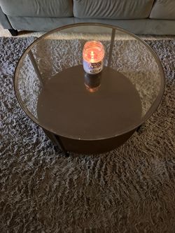 Small Black round glass Coffee Table