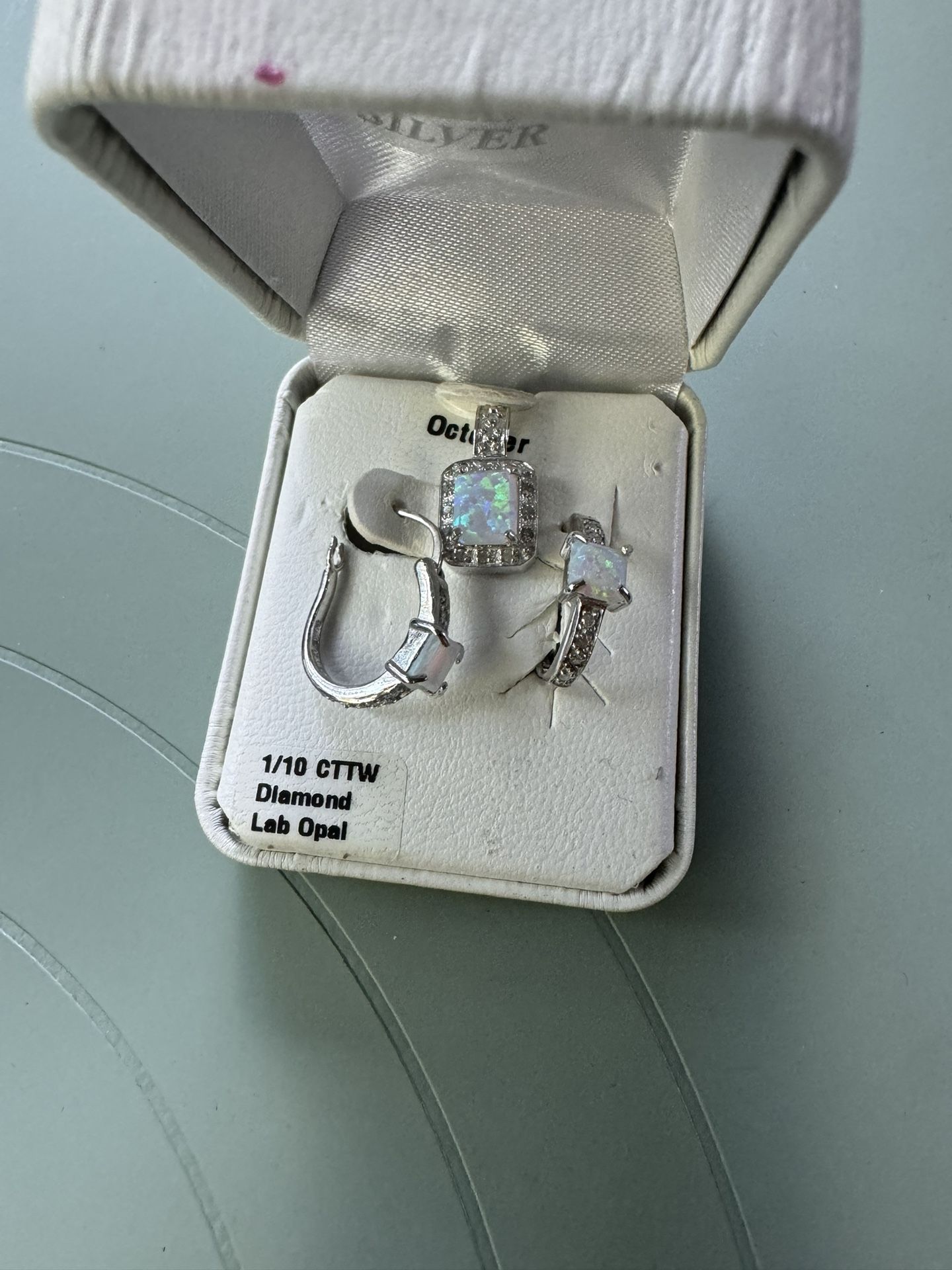 Opal & Diamond Earrings/Necklace Charm
