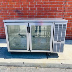 Perlick BBS60-SG 60" Bar Refrigerator - 2 Swinging Glass Doors, Stainless, 120v