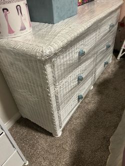 White wicker dresser