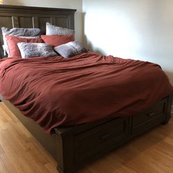 Queen Bed With Storage Drawers And Charging Ports