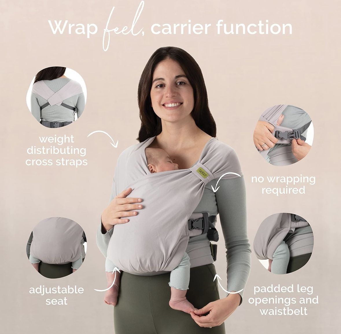Boba Bliss hybrid baby carrier newborn to toddler 2-in-1 baby wrap and baby carrier
