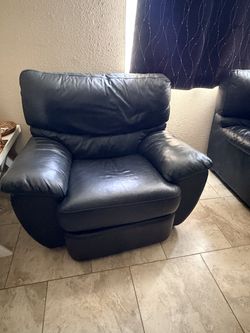 Leather couch, love seat, and recliner set