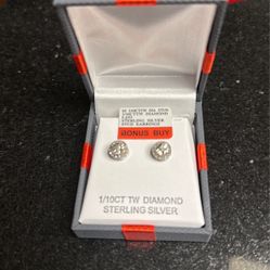 Sterling Silver Diamond Studs 1/10 CT TW I-J Color