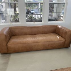 Cigar 92" Leather Sofa - Rawhide Tan