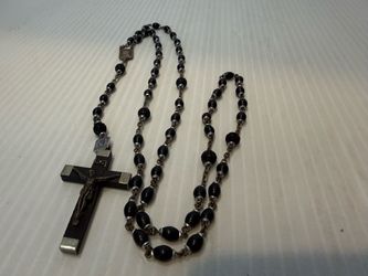Vintage Coco Genuine Bead France Wood Rosary with Wood Crucifix, Lourdes