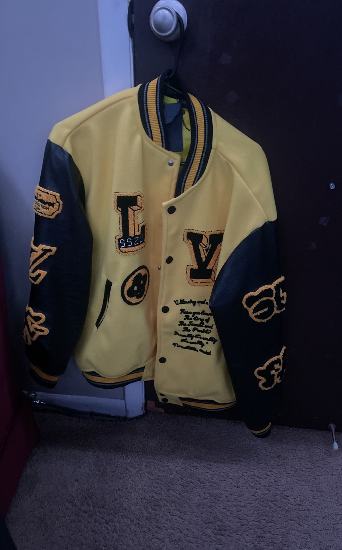 Iouis Vuitton Leather Embroider Varsity jacket