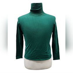 Vintage Pendleton Petite Medium Green Silk Blend Turtleneck Sweater