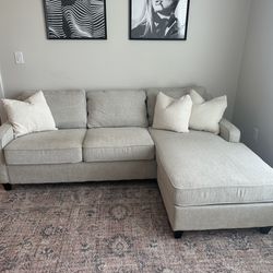 Gray/Cream Two Piece Sectional With Storage