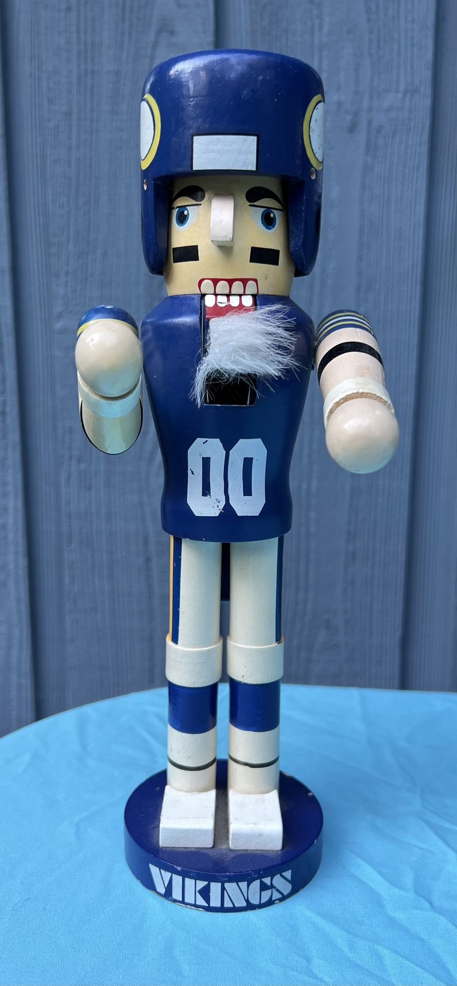 Used NFL Minnesota Vikings Handcrafted Wood Nutcracker