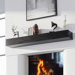 Fireplace Mantel Shelf 60", Rustic Wood Mantles for Over Fireplaces, Wall Mounted Farmhouse Decor, with Brushed Surface Workmanship(60Lx8Dx5H, Espress
