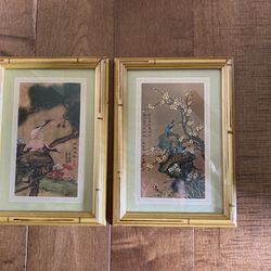 2 Framed Oriental Art Pieces 